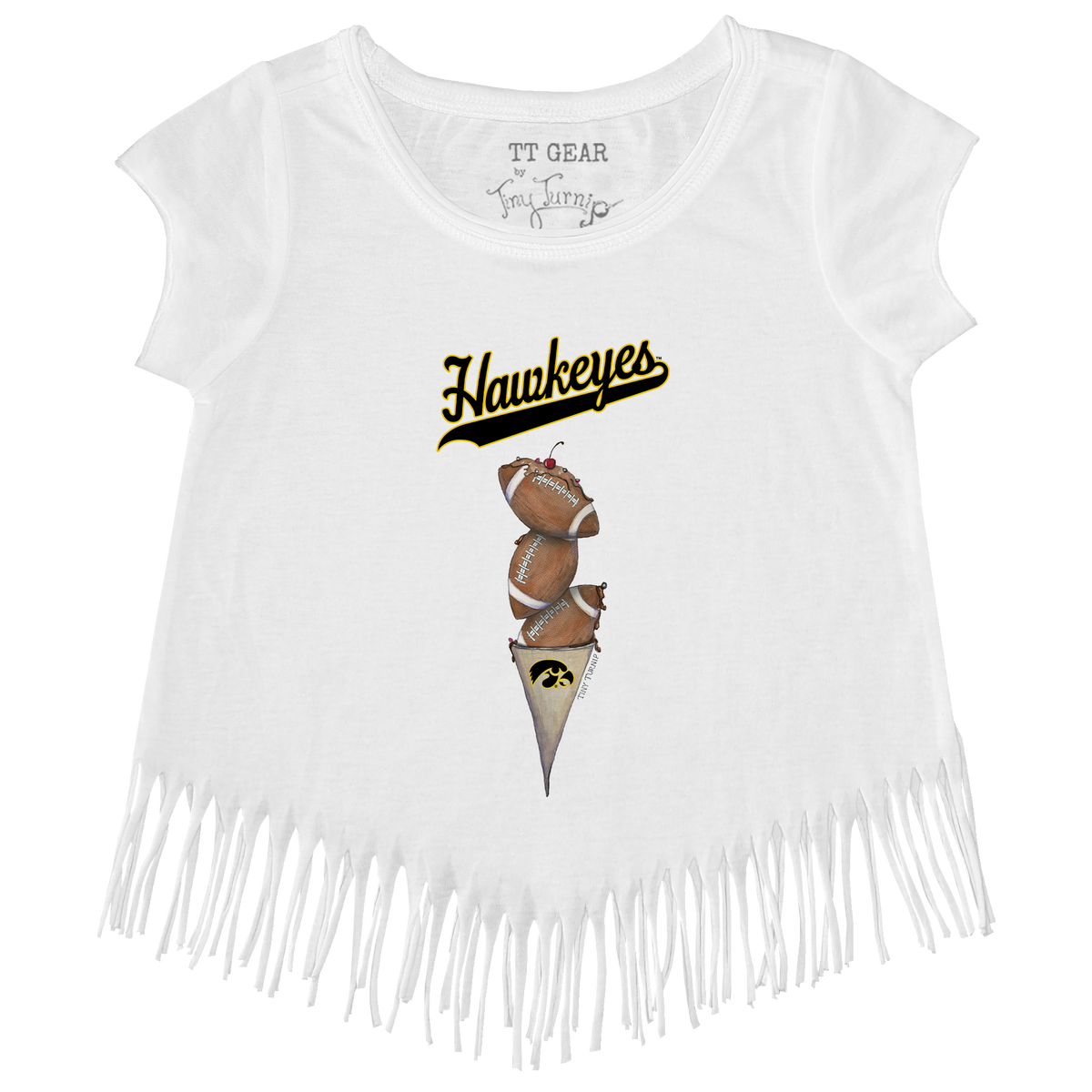 Iowa Hawkeyes Football Triple Scoop Fringe Tee