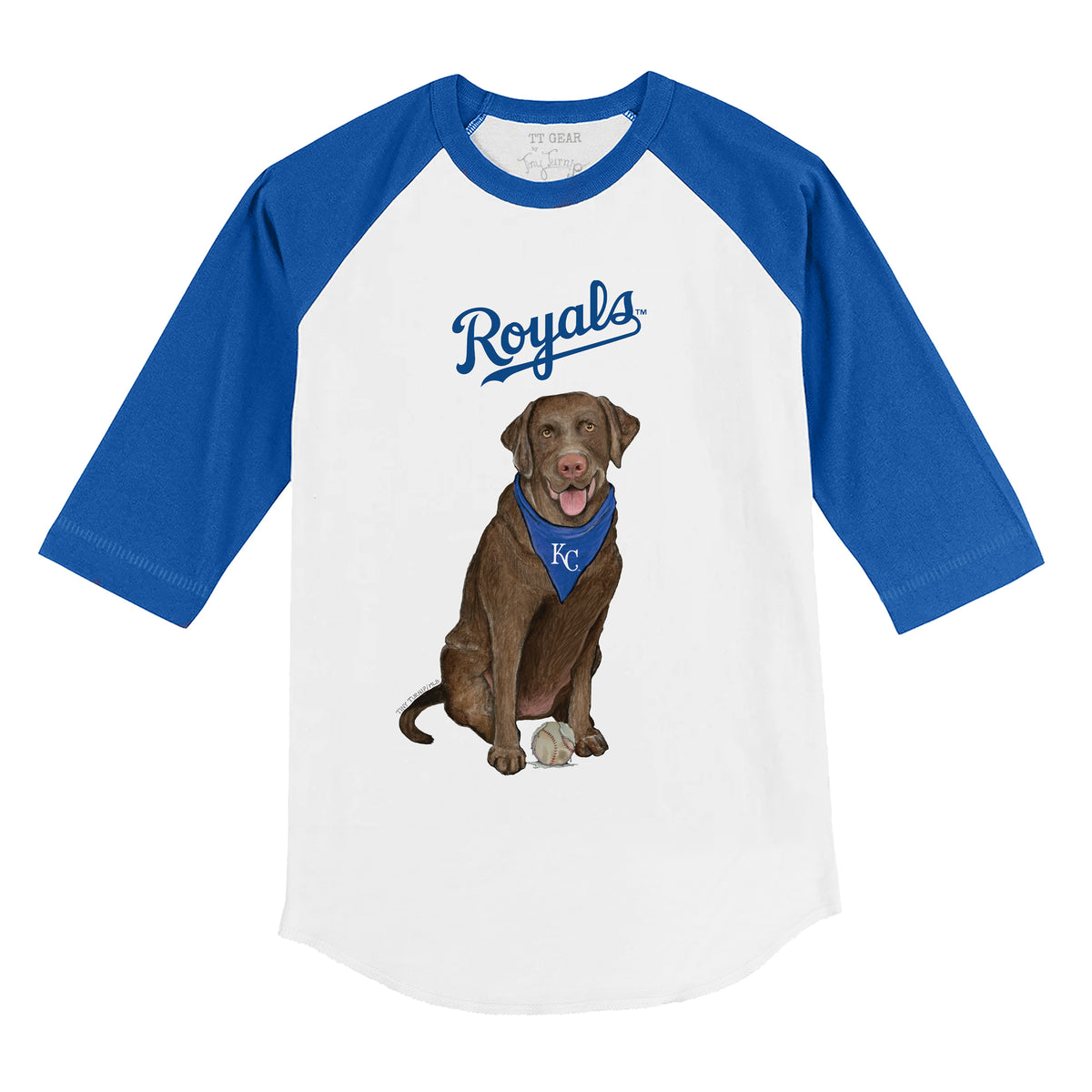 Kansas City Royals Chocolate Labrador Retriever 3/4 Royal Blue Sleeve Raglan