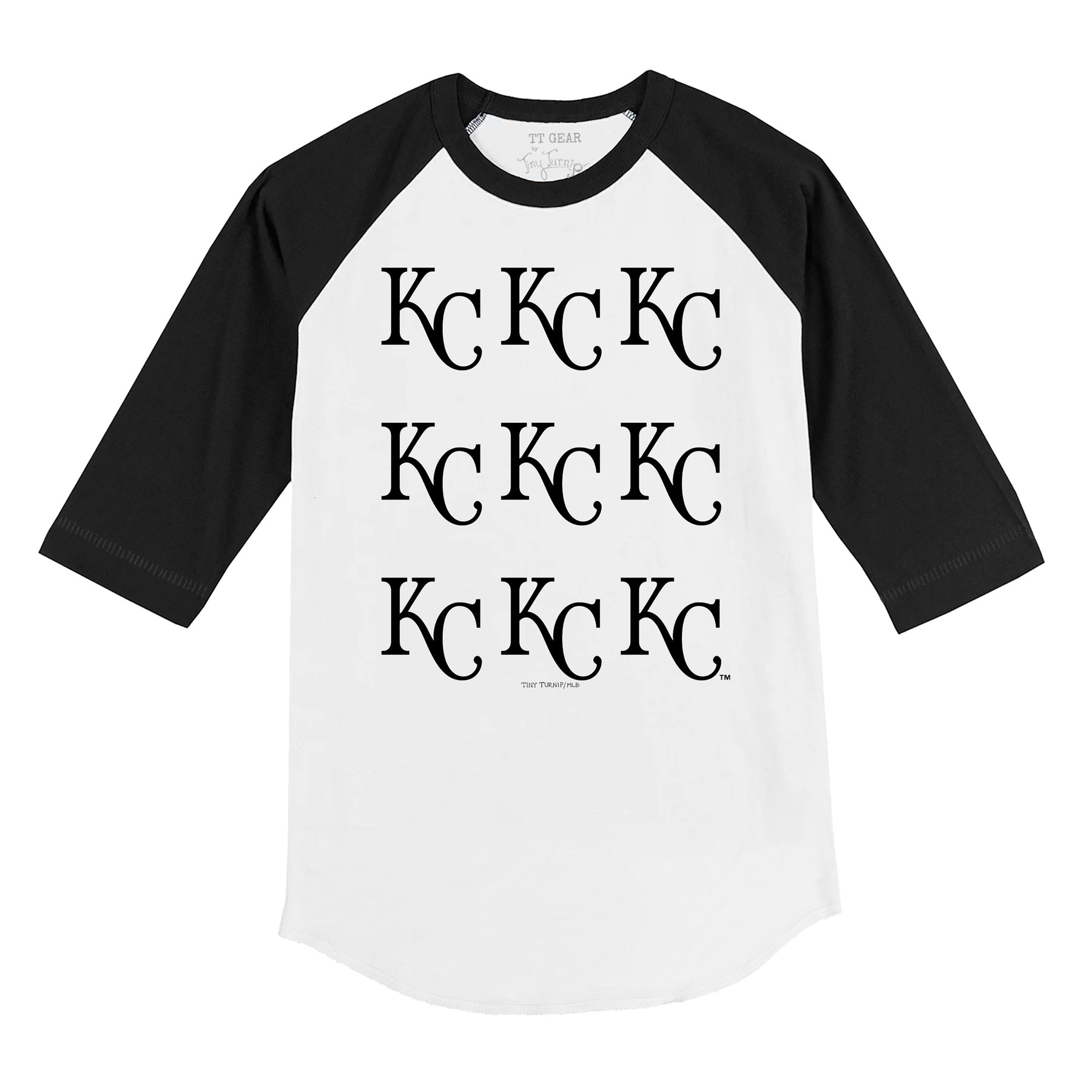 Kansas City Royals Logo Grid 3/4 Black Sleeve Raglan