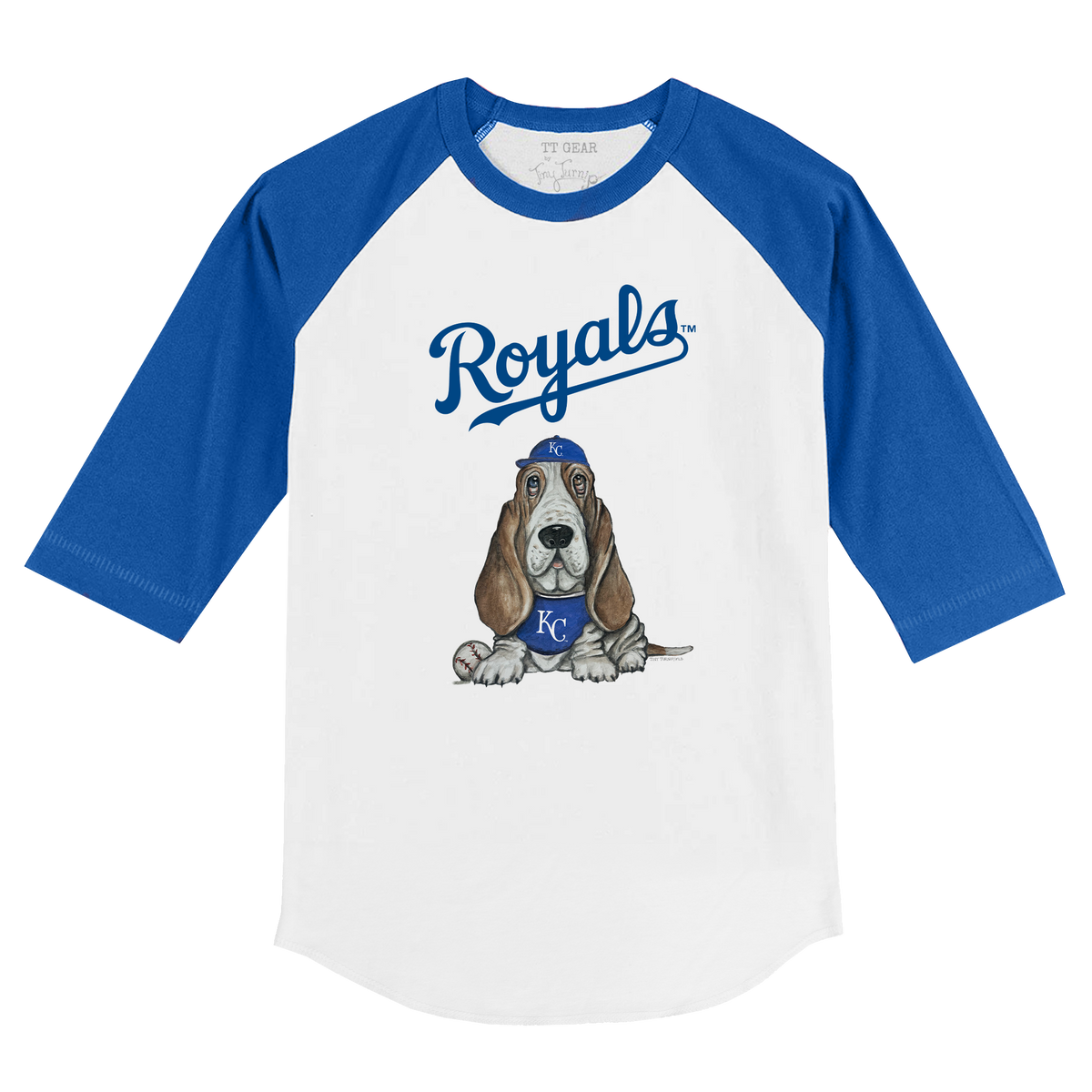 Kansas City Royals Puddy 3/4 Royal Blue Sleeve Raglan - Tiny Turnip