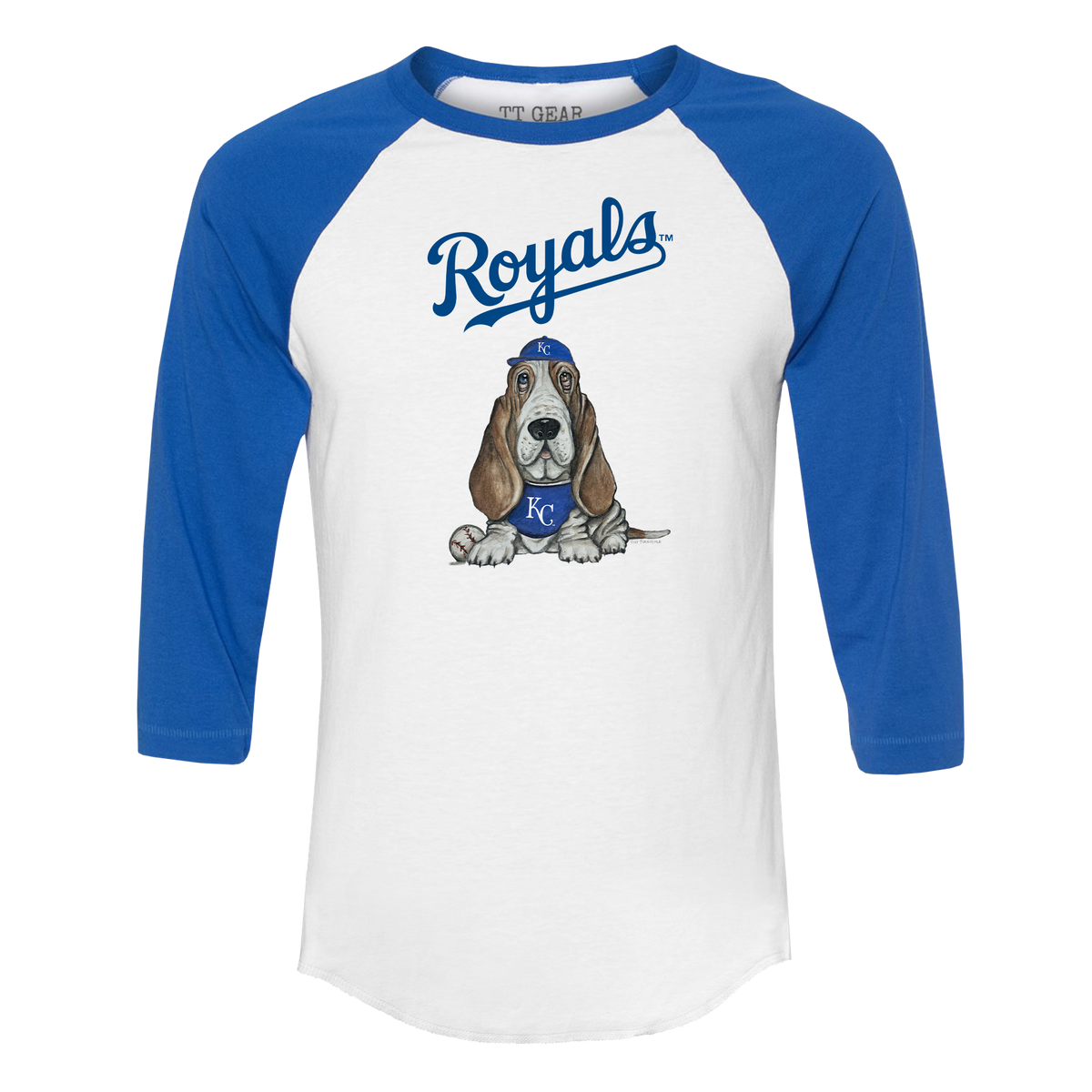 Kansas City Royals Puddy 3/4 Royal Blue Sleeve Raglan - Tiny Turnip