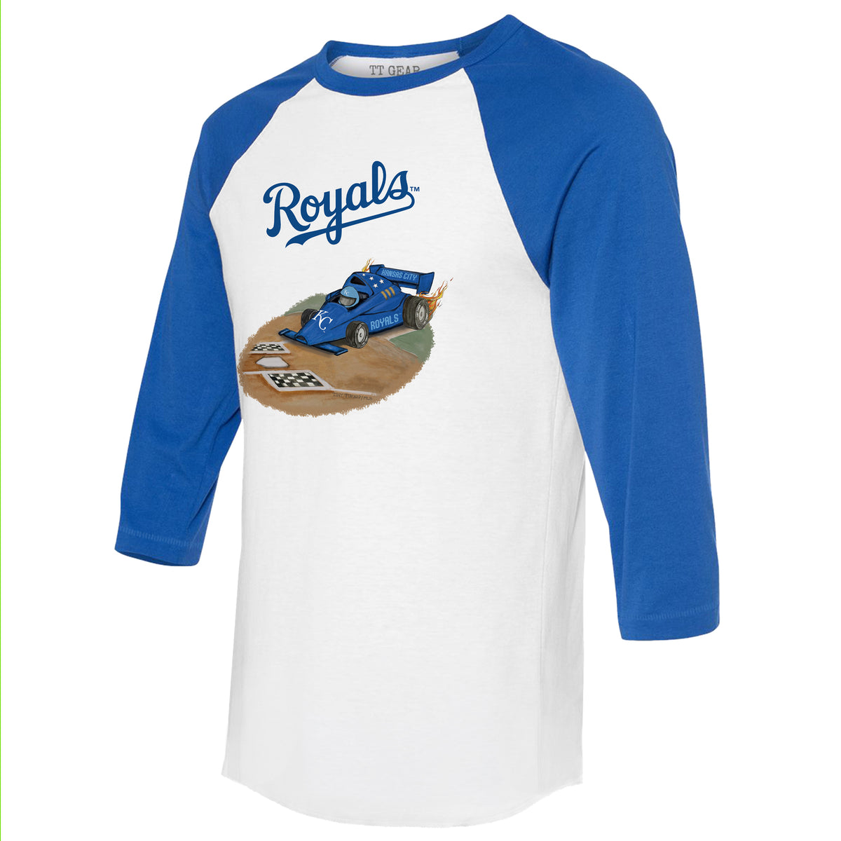 Kansas City Royals Race Car 3/4 Royal Blue Sleeve Raglan