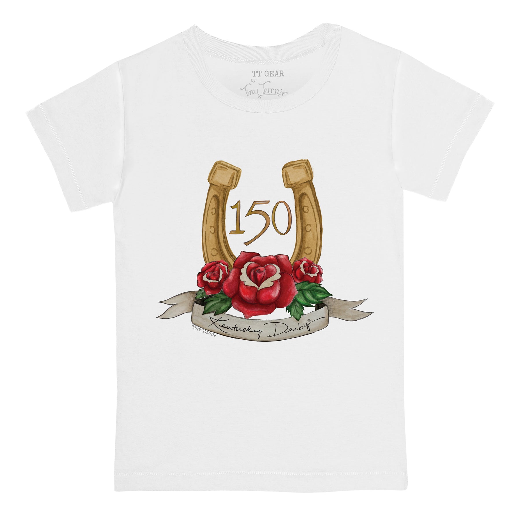 Kentucky Derby 2024 150th Anniversary Gold Horseshoe Tee Shirt