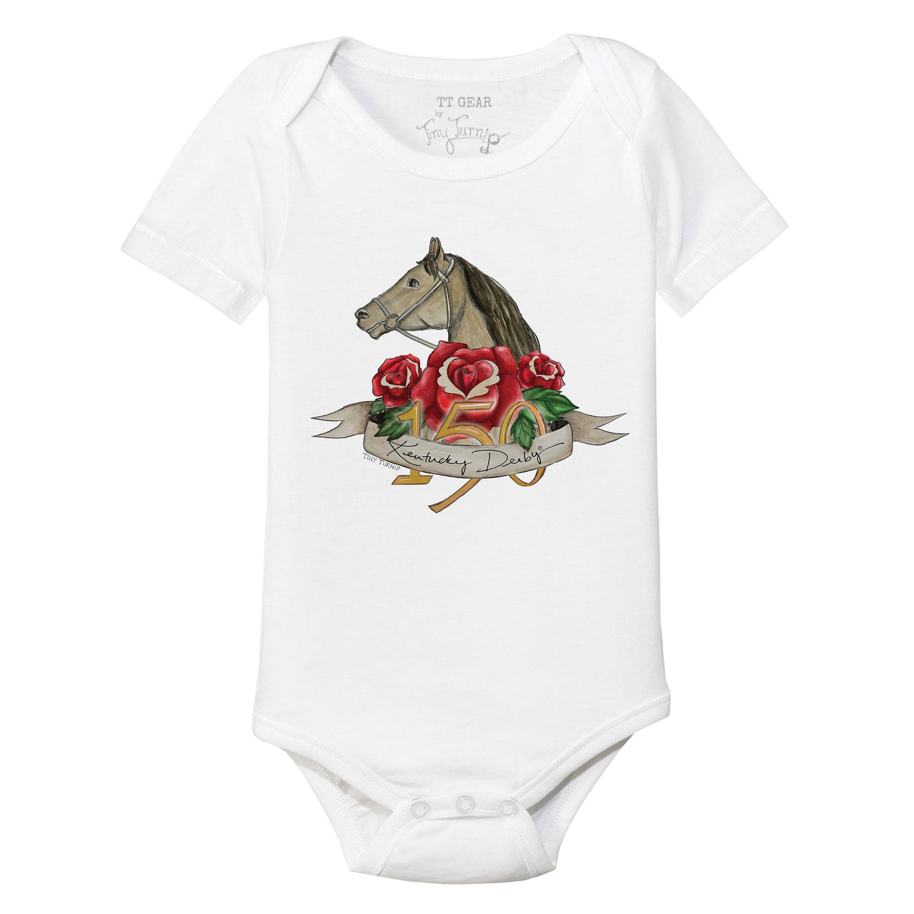 Kentucky Derby 2024 150th Anniversary Horse Banner Short Sleeve Snapper