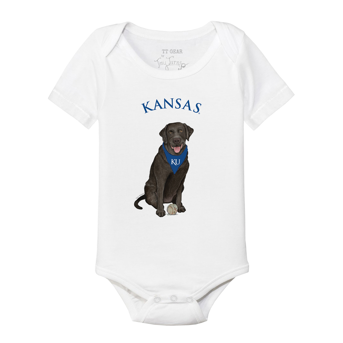 Kansas Jayhawks Black Labrador Retriever Short Sleeve Snapper