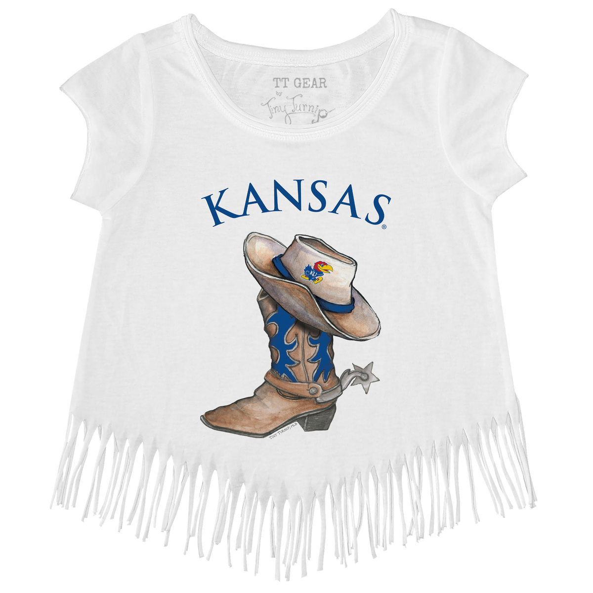 Kansas Jayhawks Cowboy Boot Fringe Tee