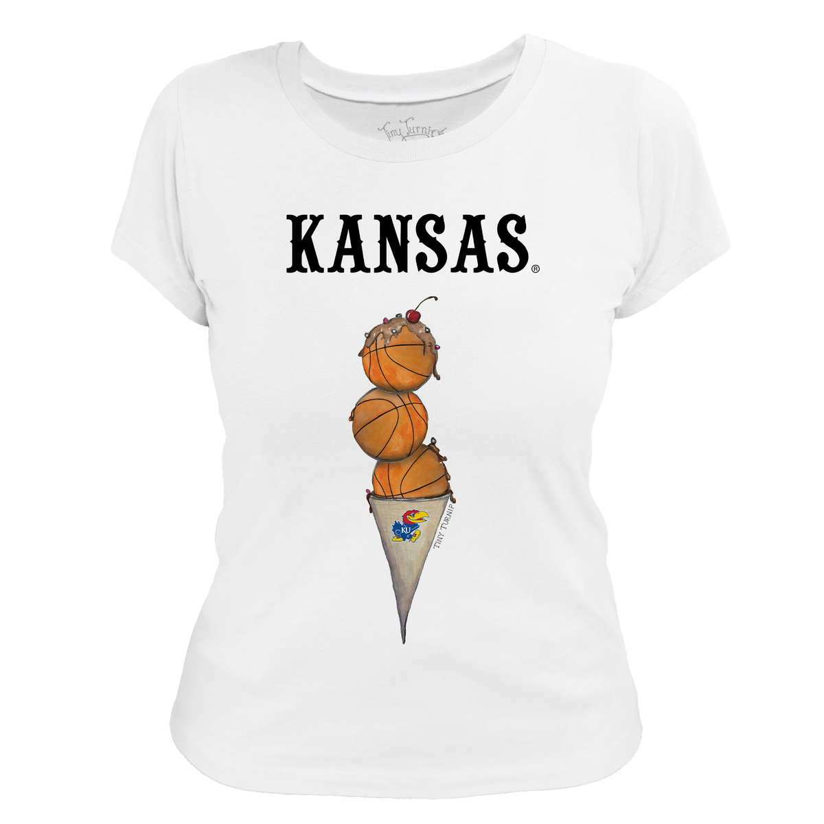 Kansas Jayhawks Basketball Triple Scoop Women's Tee Shirt