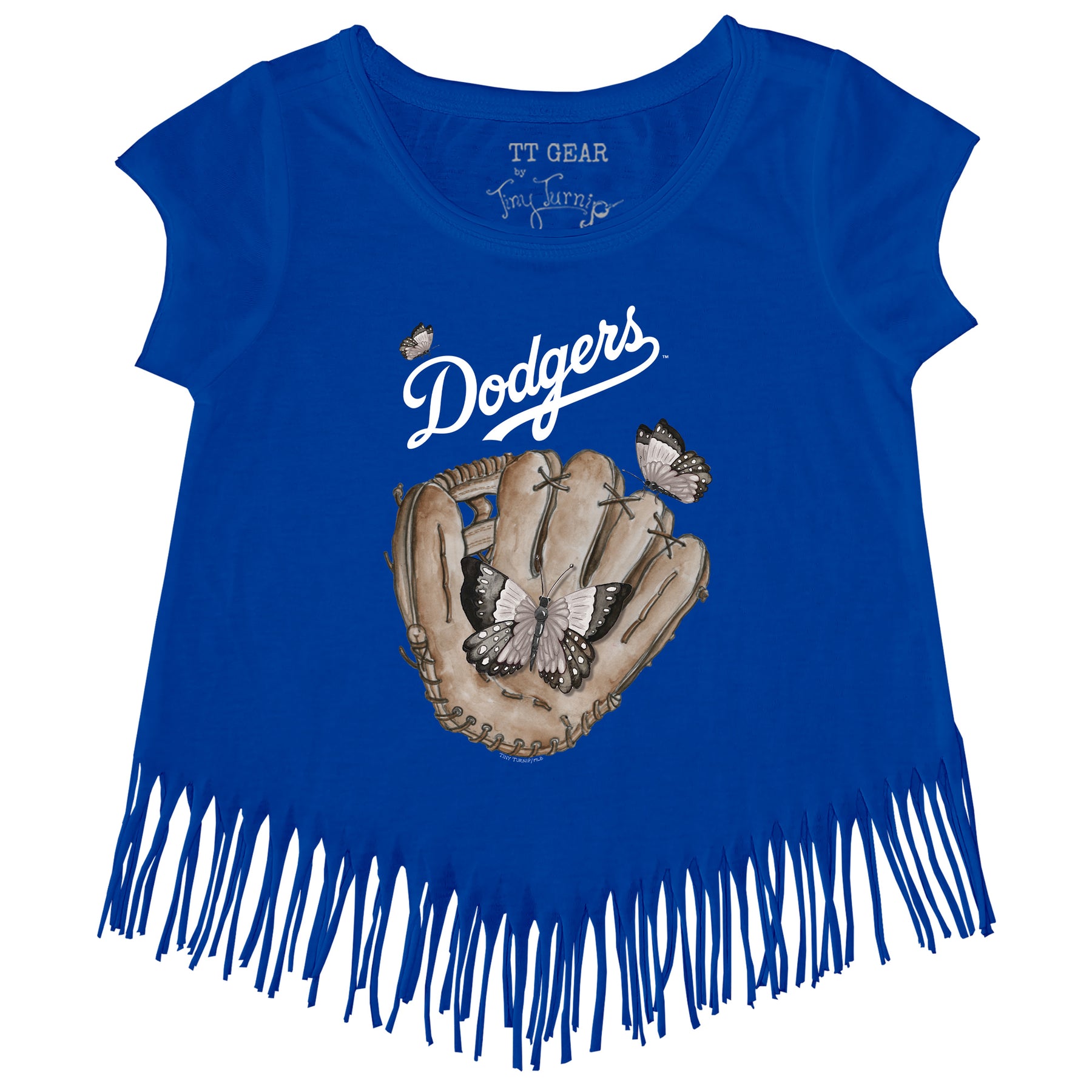 Los Angeles Dodgers Butterfly Glove Fringe Tee
