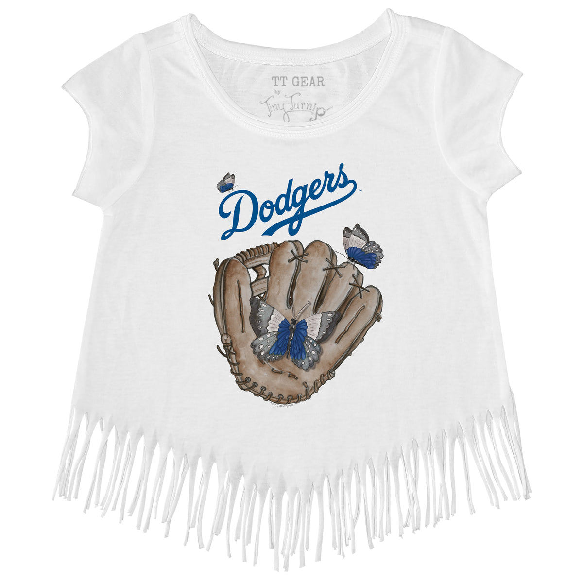 Los Angeles Dodgers Butterfly Glove Fringe Tee