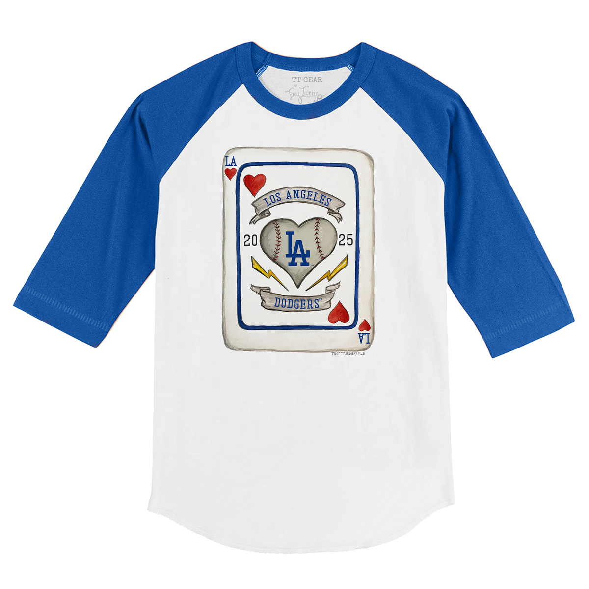 Los Angeles Dodgers Card 3/4 Royal Blue Sleeve Raglan