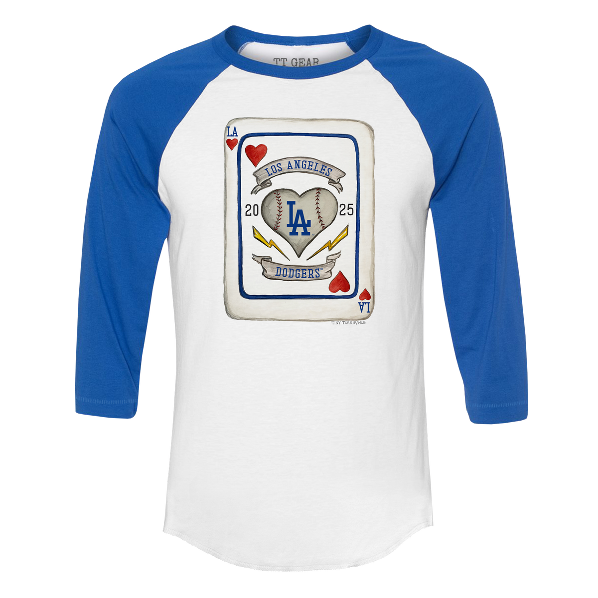 Los Angeles Dodgers Card 3/4 Royal Blue Sleeve Raglan