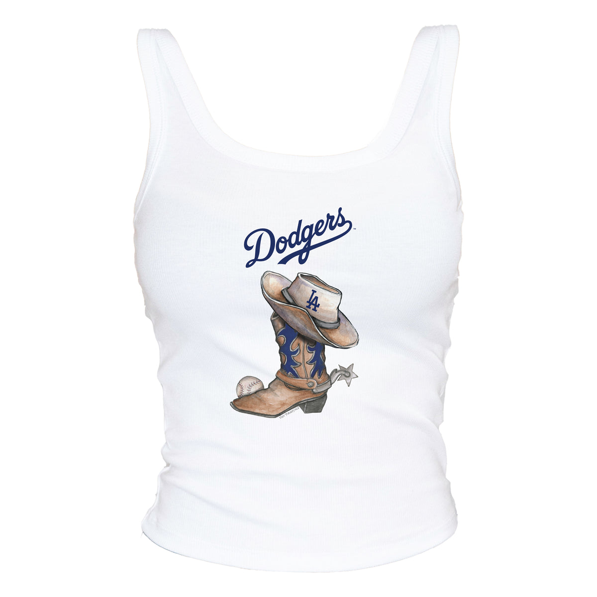 Los Angeles Dodgers Cowboy Boot Ribbed Tank - Tiny Turnip