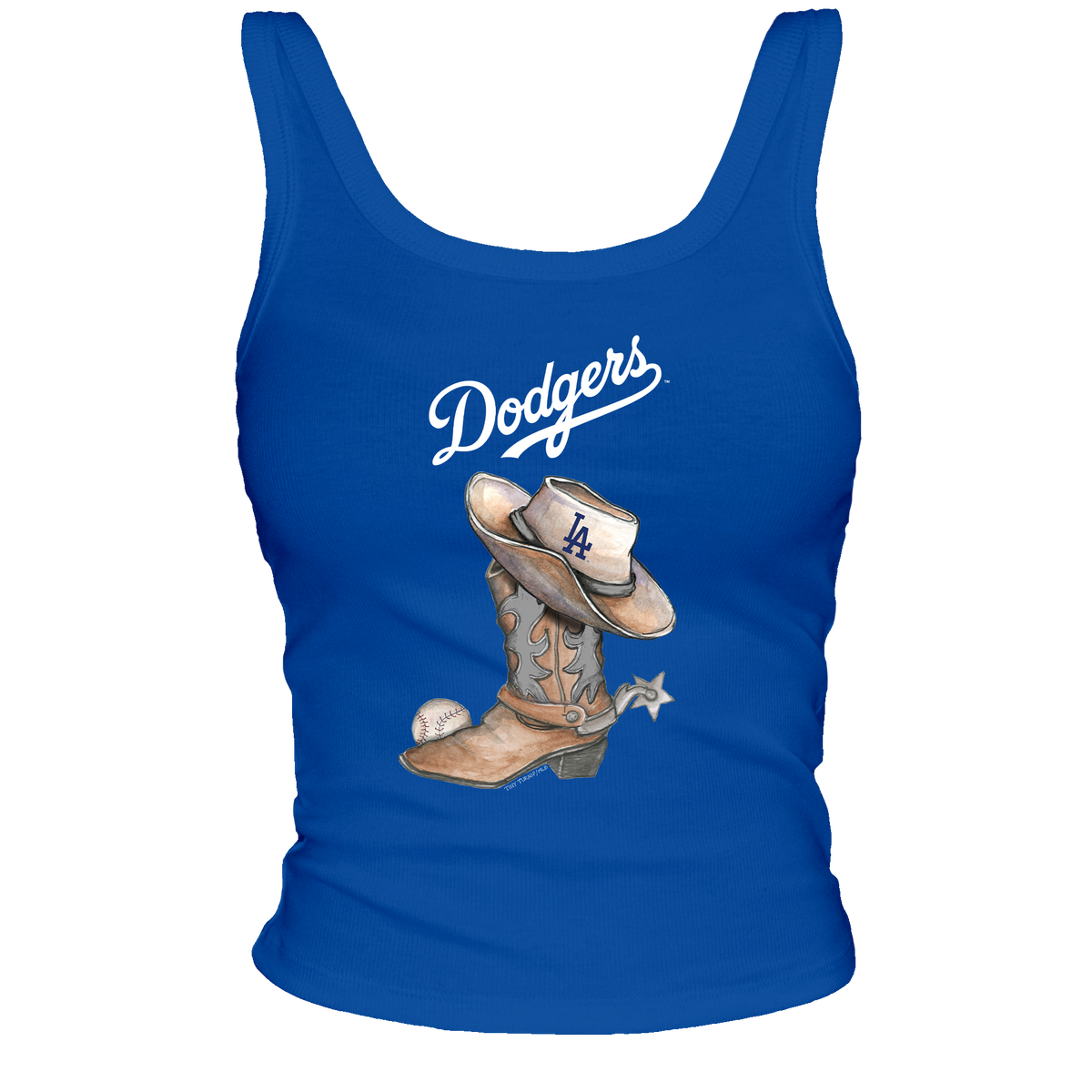 Los Angeles Dodgers Cowboy Boot Ribbed Tank - Tiny Turnip