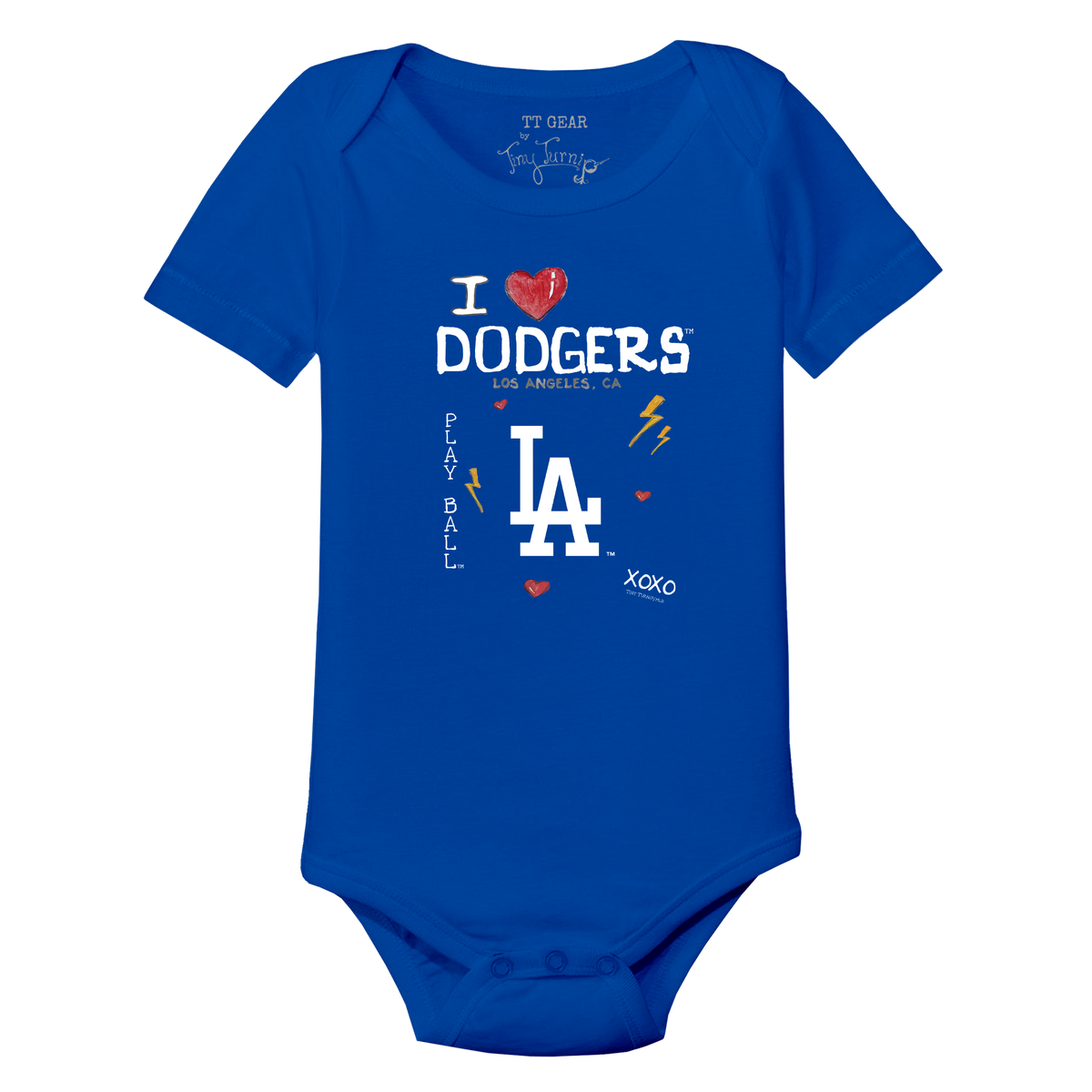 I Heart Dodgers Short Sleeve Snapper - Tiny Turnip