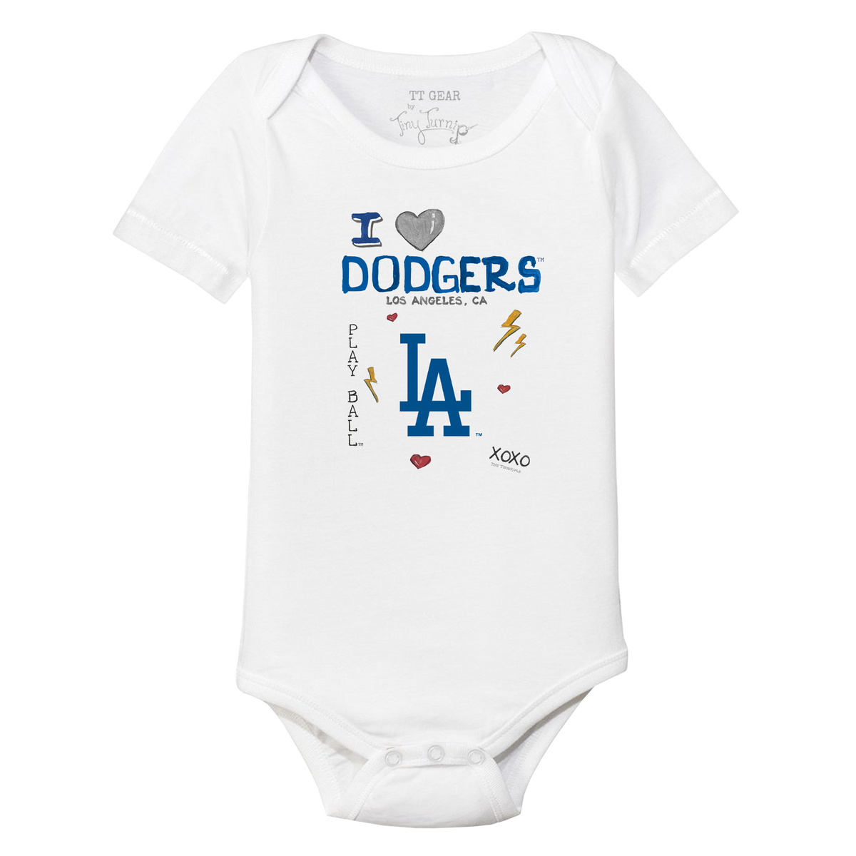 I Heart Dodgers Short Sleeve Snapper - Tiny Turnip