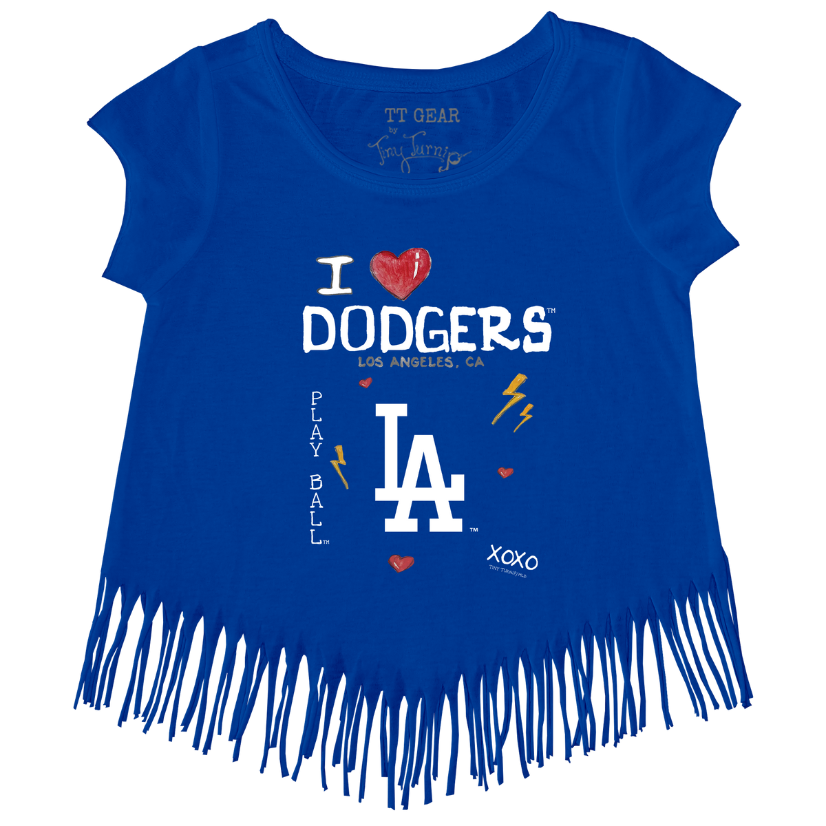 I Heart Dodgers Fringe Tee - Tiny Turnip
