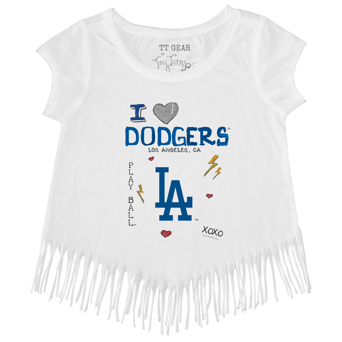 I Heart Dodgers Fringe Tee - Tiny Turnip