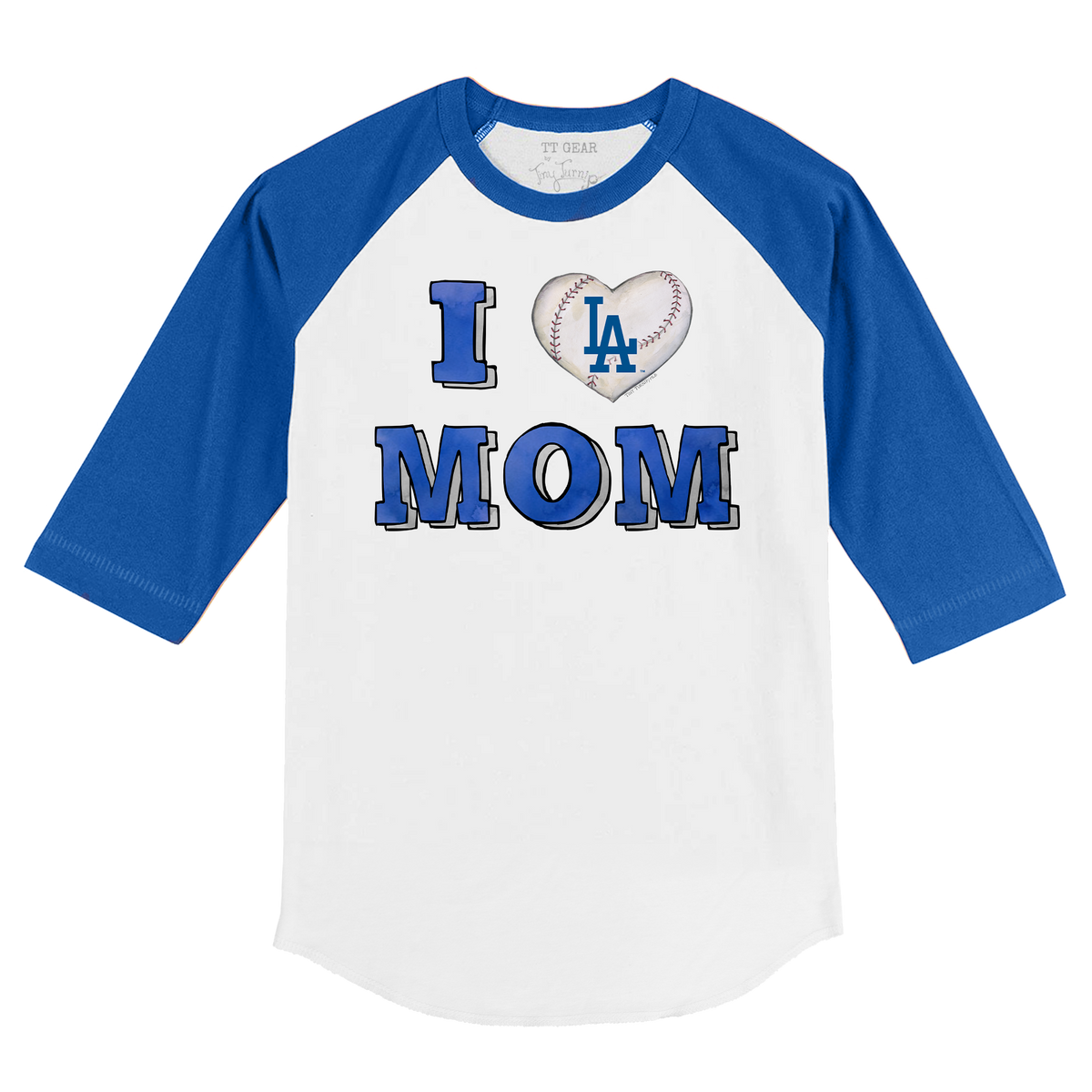 Los Angeles Dodgers I Love Mom 3/4 Royal Blue Sleeve Raglan