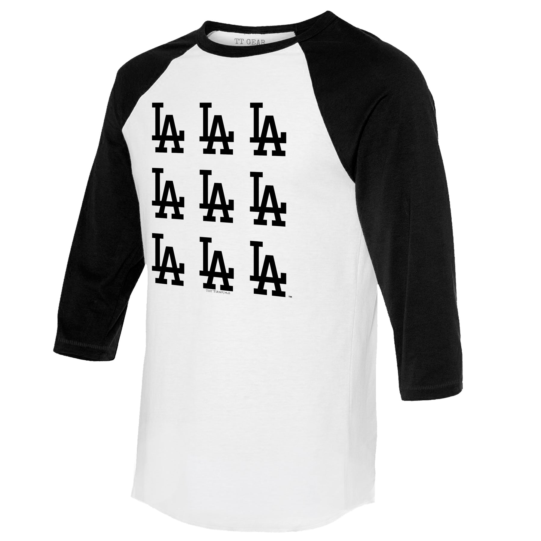 Los Angeles Dodgers Logo Grid 3/4 Black Sleeve Raglan