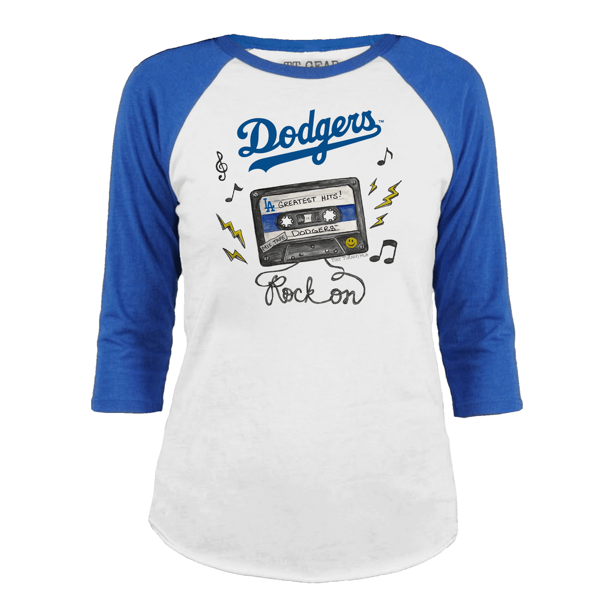 Los Angeles Dodgers Mixtape 3/4 Royal Blue Sleeve Raglan
