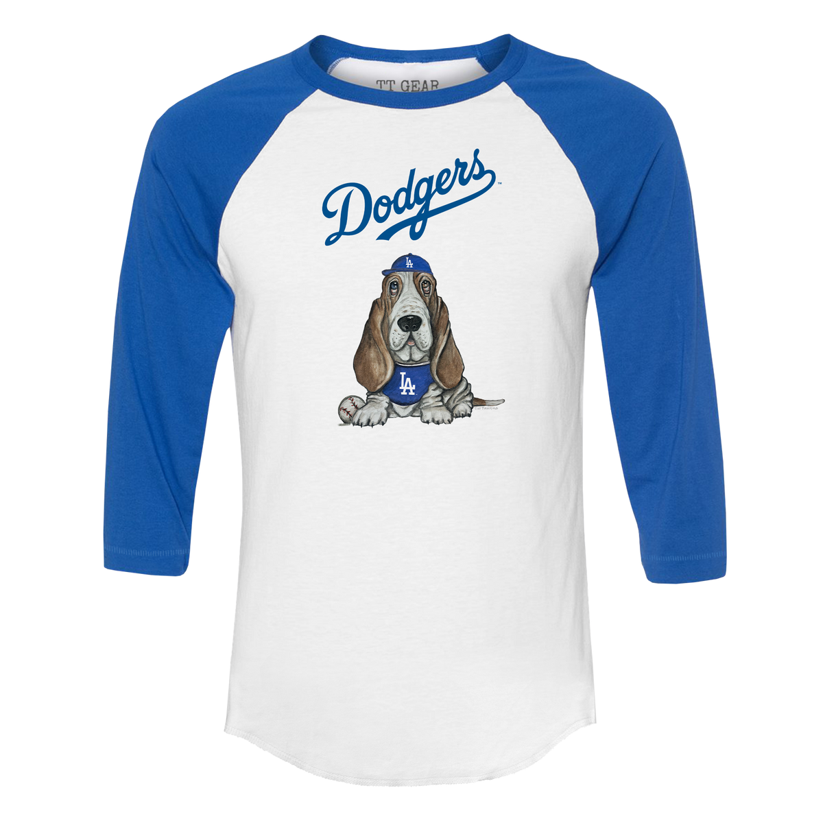 Los Angeles Dodgers Puddy 3/4 Royal Blue Sleeve Raglan - Tiny Turnip