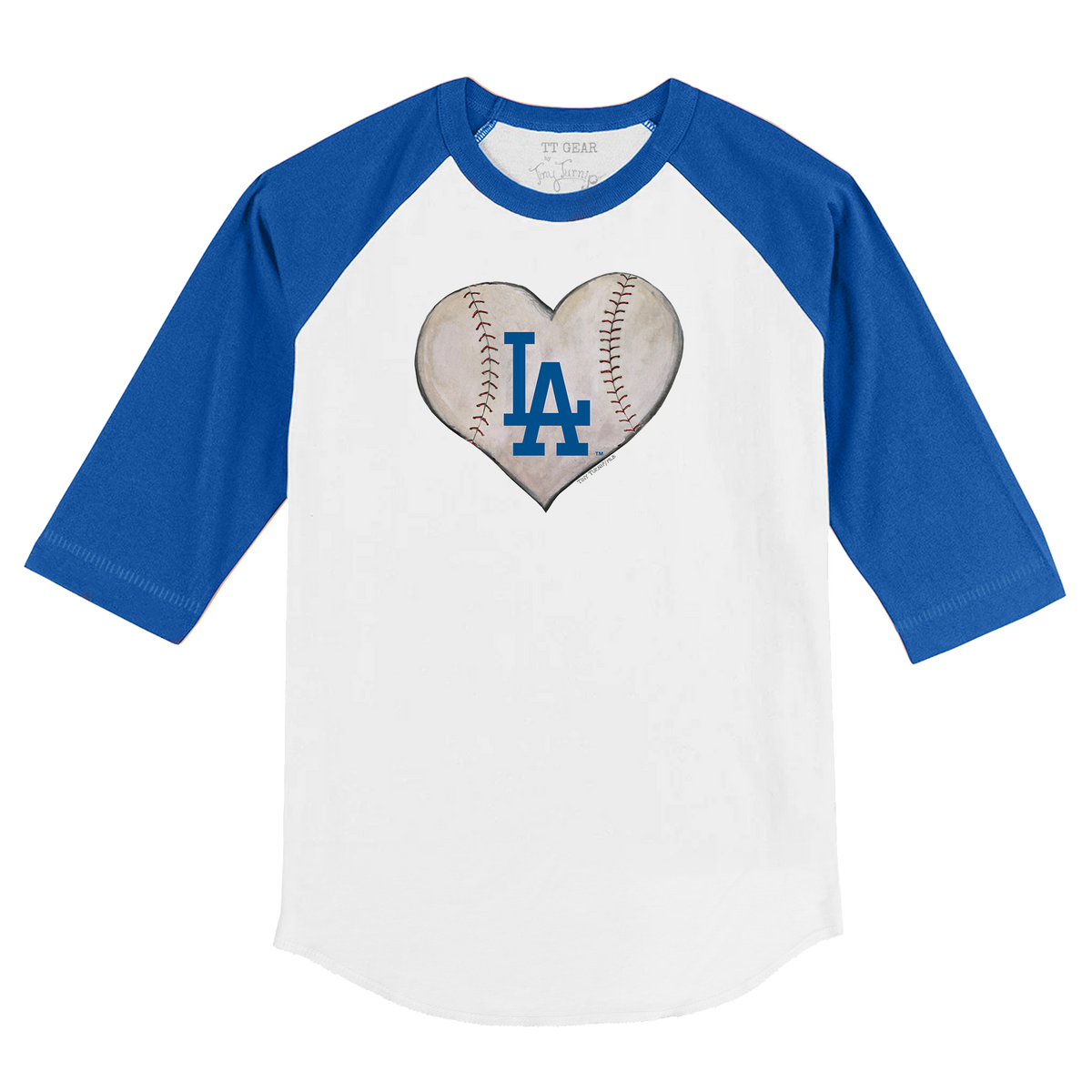 Los Angeles Dodgers Stitched Heart 3/4 Royal Blue Sleeve Raglan - Tiny Turnip