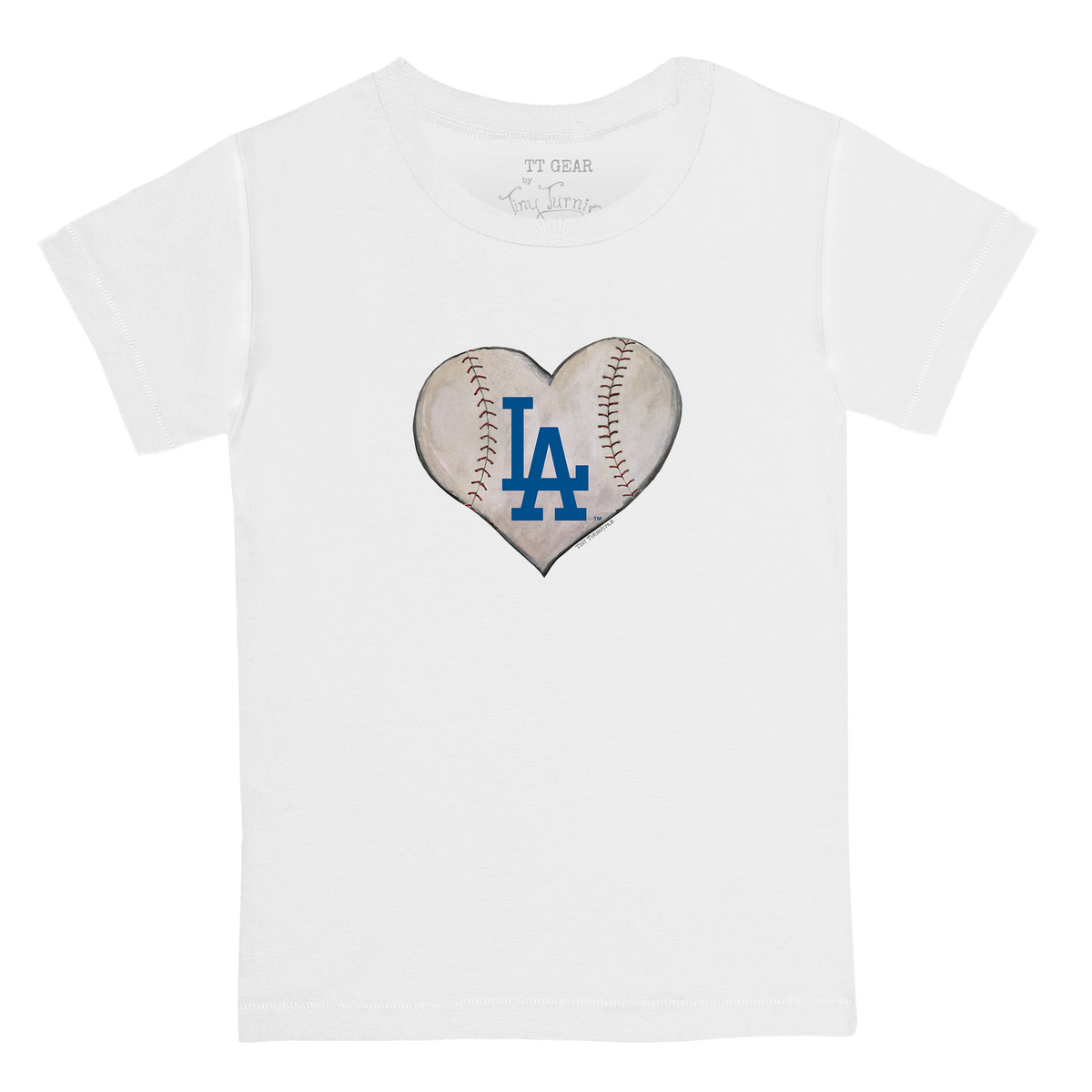 Los Angeles Dodgers Stitched Heart Kid's Tee Shirt - Tiny Turnip