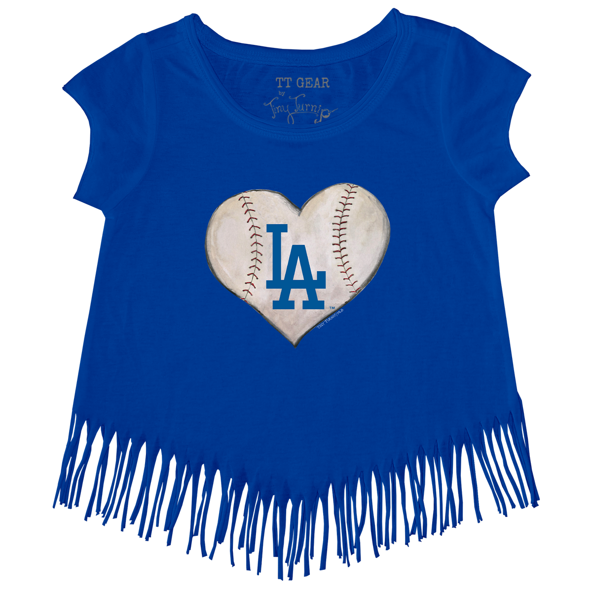 Los Angeles Dodgers Stitched Heart Fringe Tee - Tiny Turnip