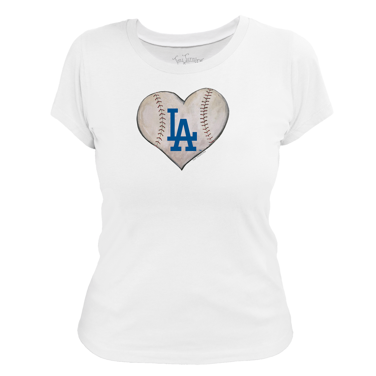 Los Angeles Dodgers Stitched Heart Women's Tee Shirt - Tiny Turnip