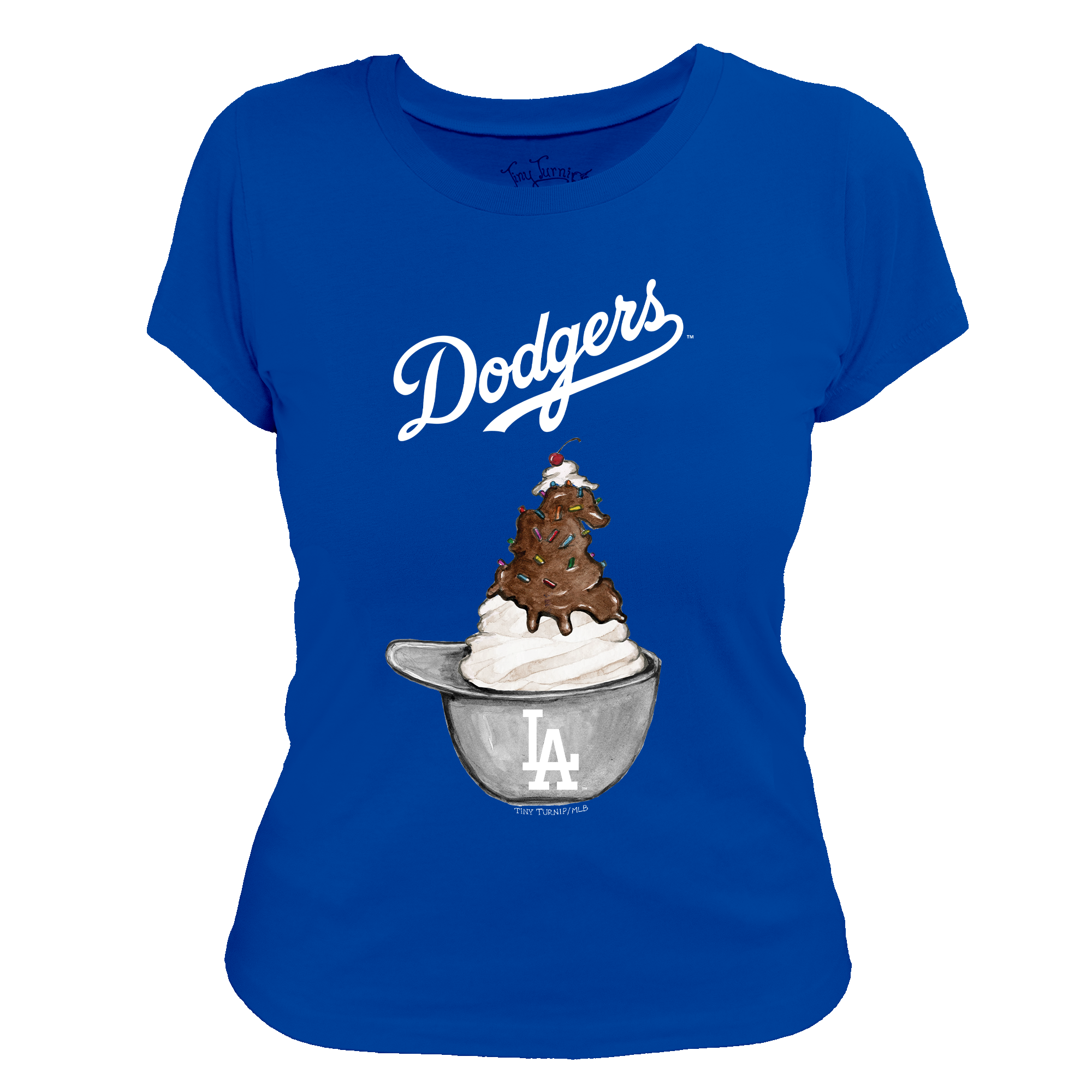 Los Angeles Dodgers Sundae Helmet Women's Tee Shirt | Tiny Turnip