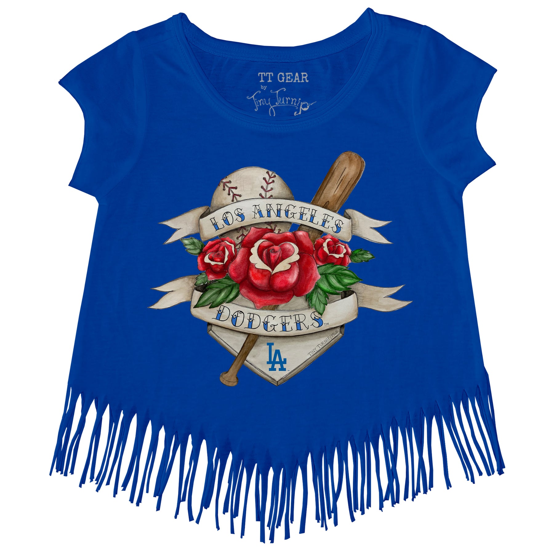 Los Angeles Dodgers Tattoo Rose Fringe Tee