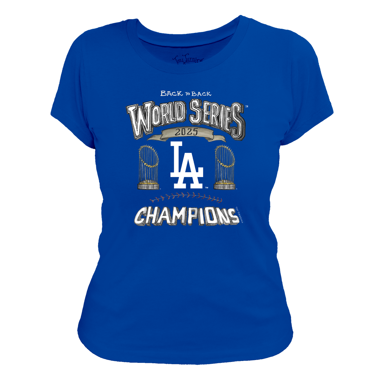 Los Angeles Dodgers Chelsea Freeman Back to Back World Series Champs Women's Tee Shirt