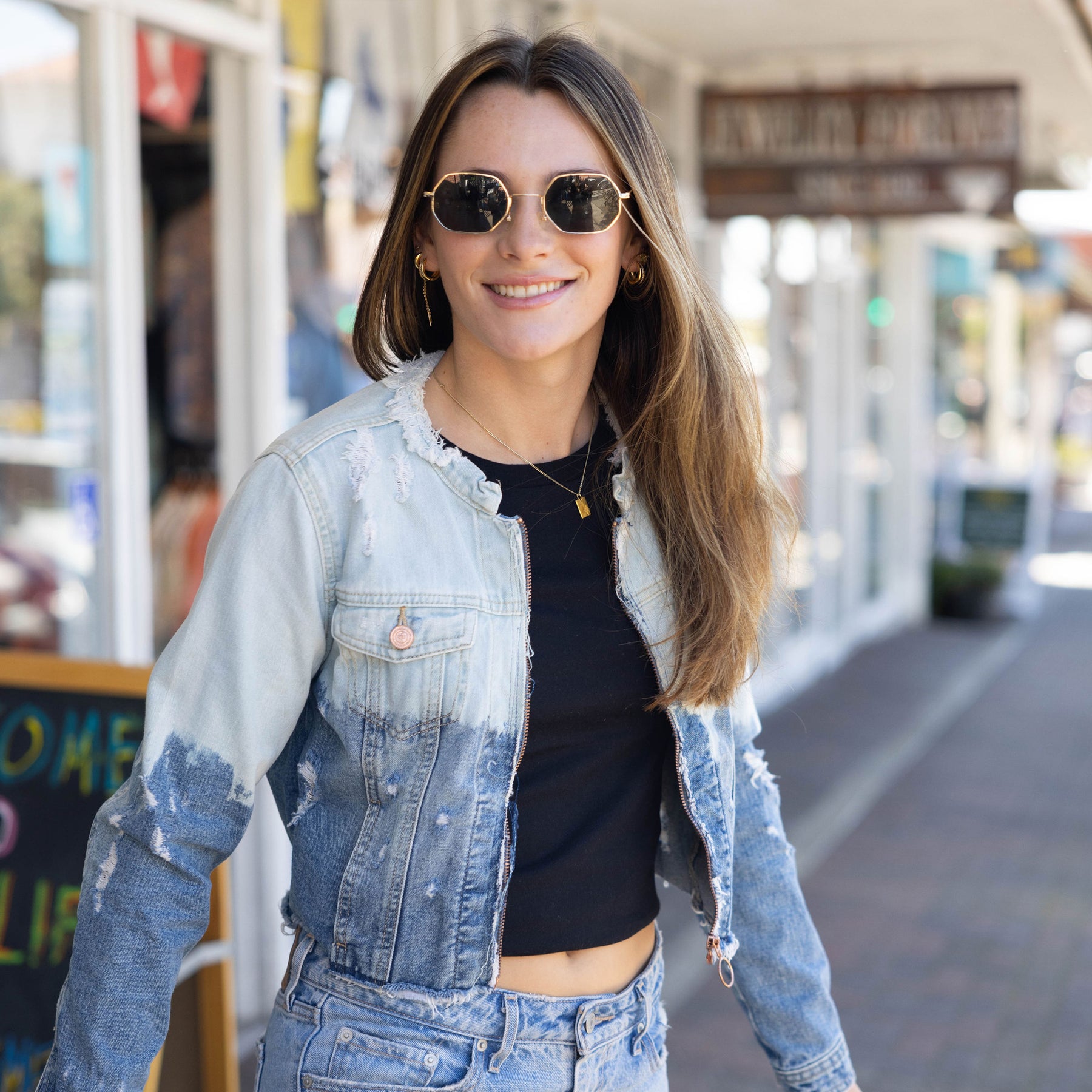 Texas Rangers Dip-Dyed Khloe Denim Logo Grid