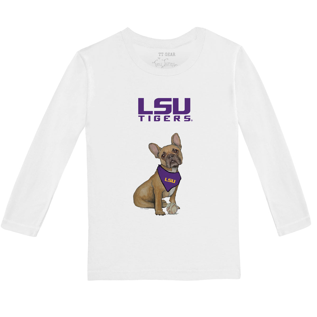 LSU Tigers French Bulldog Long-Sleeve Tee Shirt
