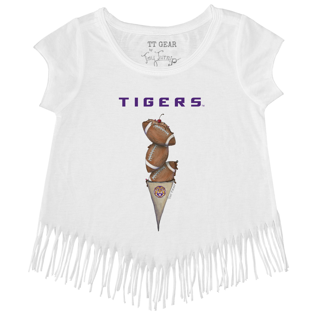 LSU Tigers Football Triple Scoop Fringe Tee