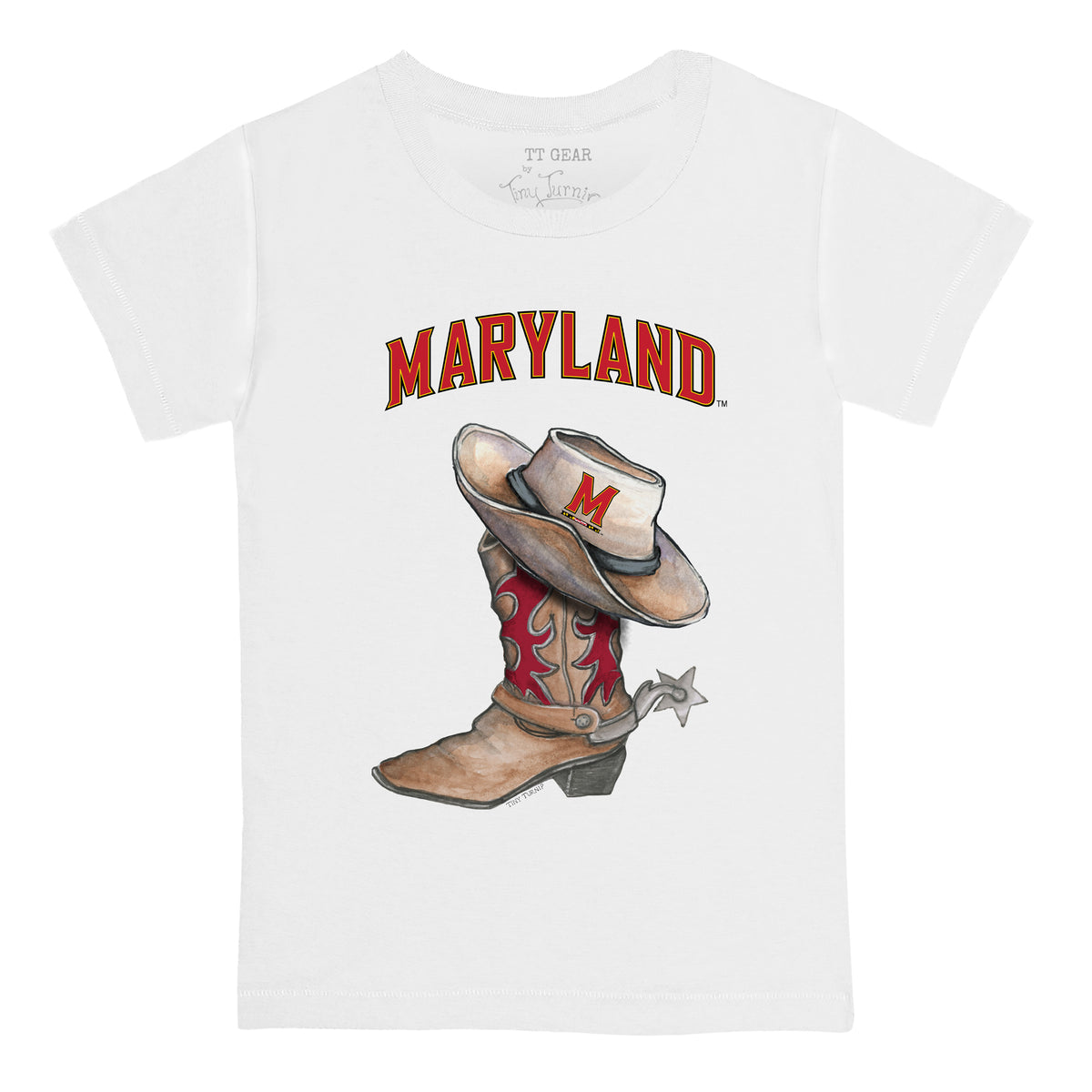 Maryland Terrapins Cowboy Boot Kid's Tee Shirt
