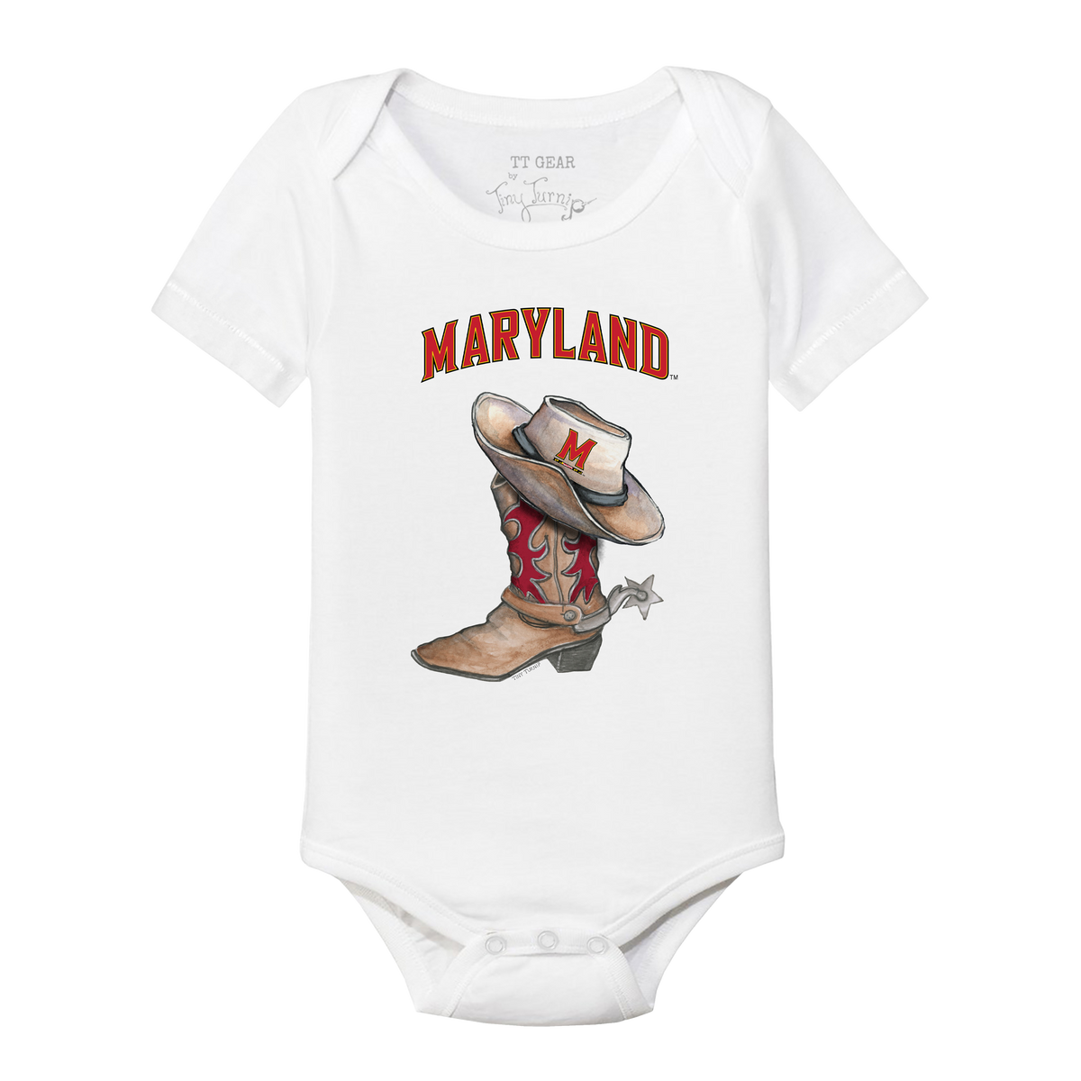 Maryland Terrapins Cowboy Boot Short Sleeve Snapper