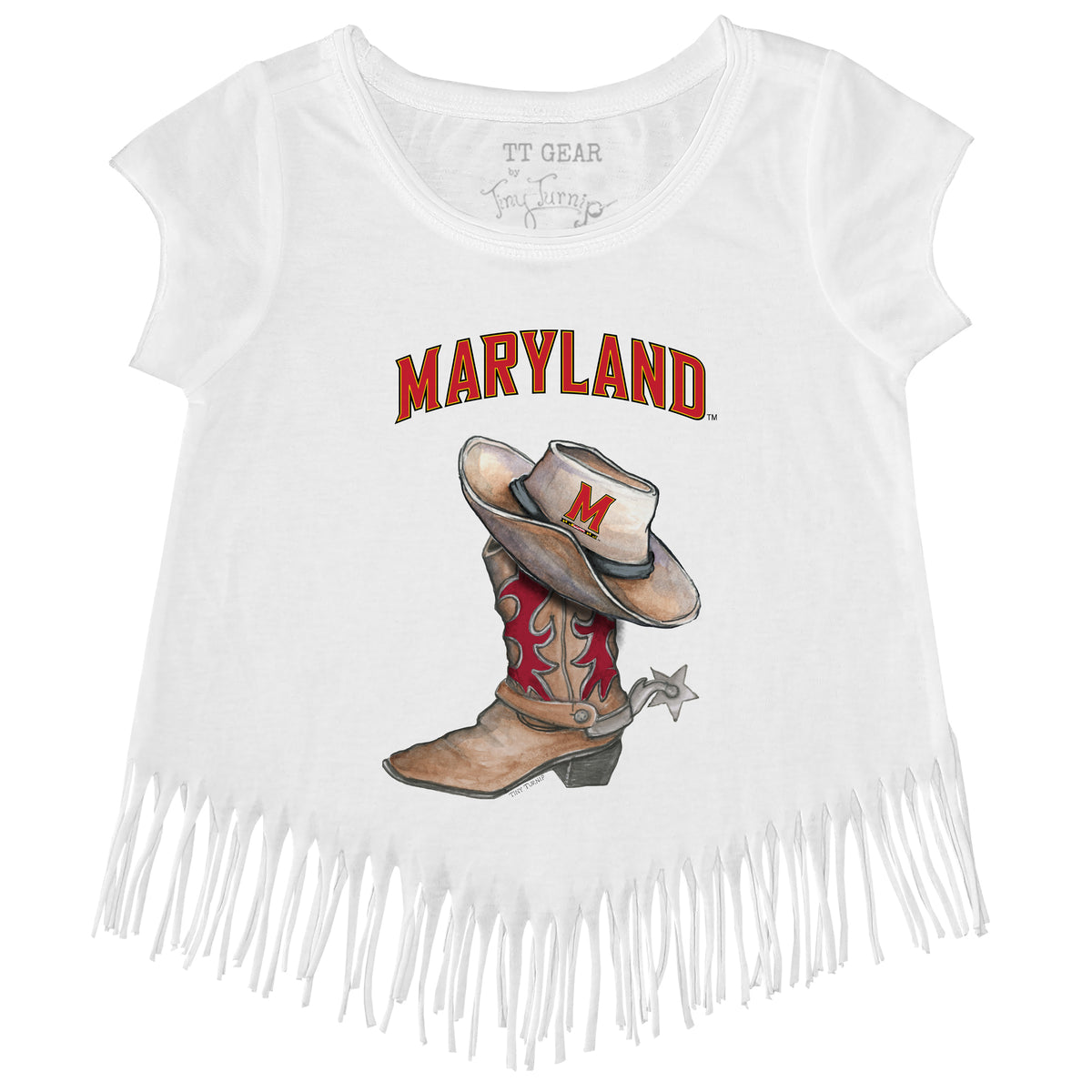 Maryland Terrapins Cowboy Boot Fringe Tee
