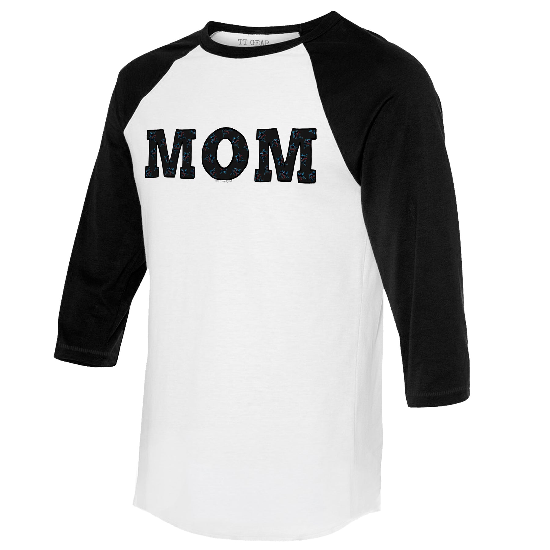 Miami Marlins Mom 3/4 Black Sleeve Raglan