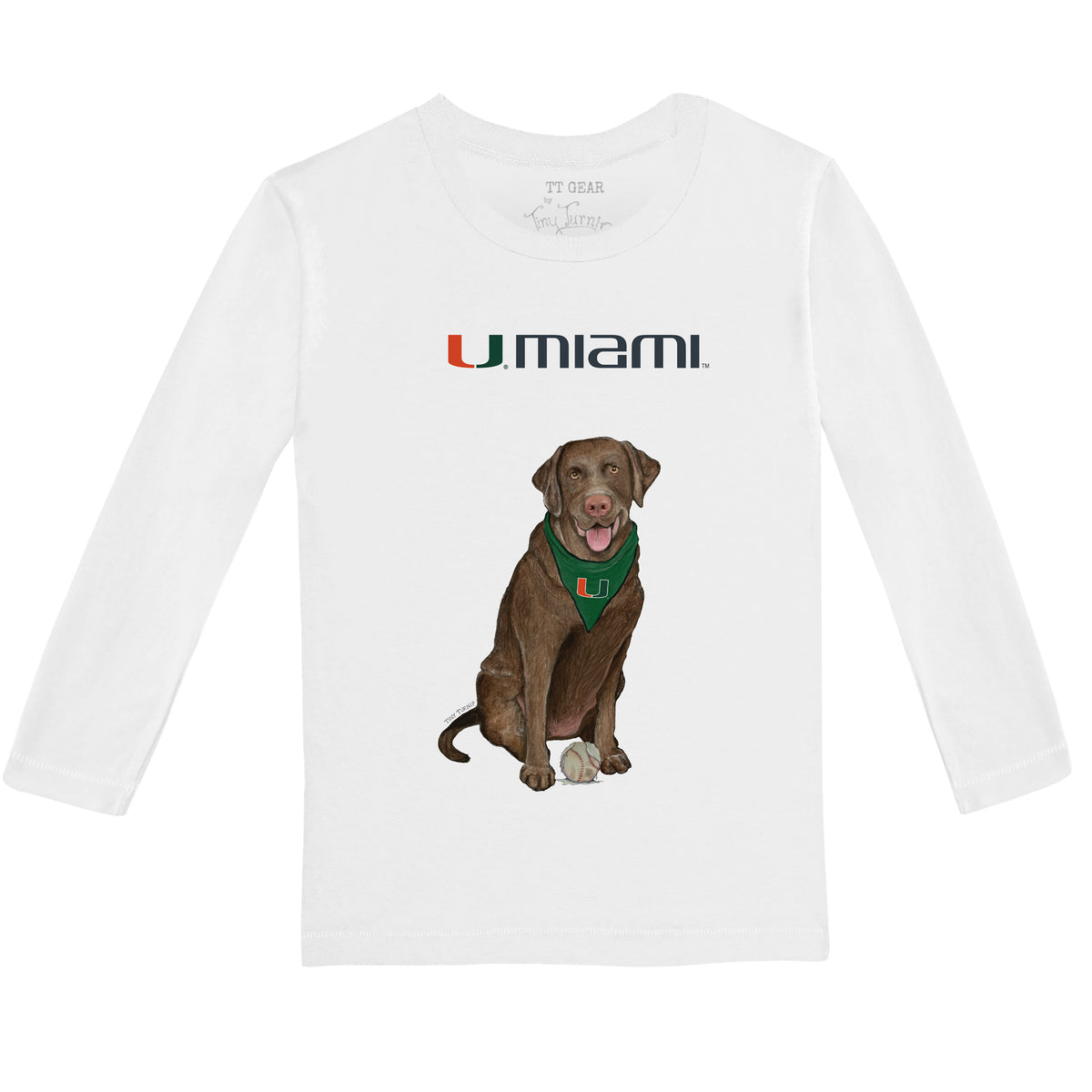 Miami Hurricanes Chocolate Labrador Retriever Long-Sleeve Tee Shirt