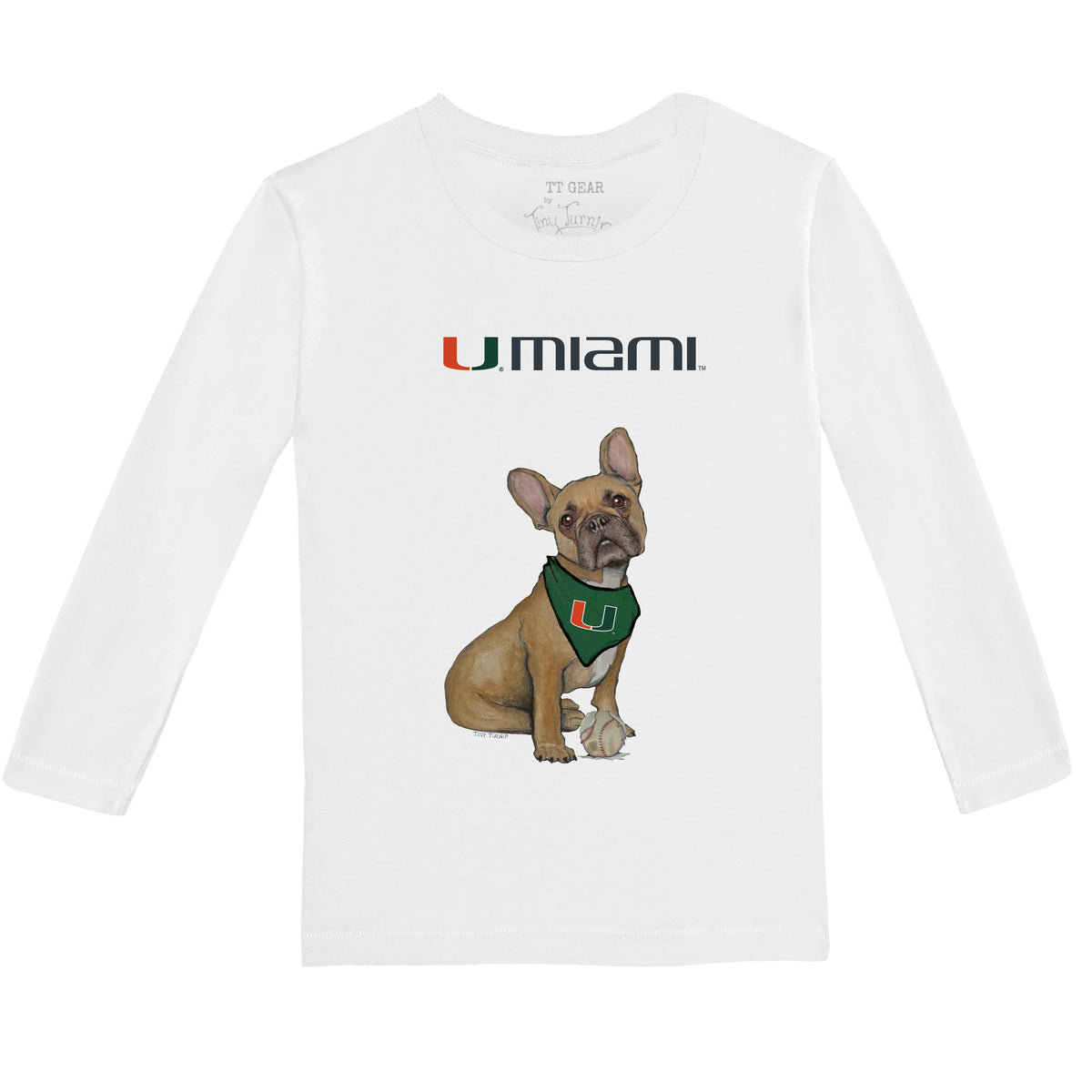 Miami Hurricanes French Bulldog Long-Sleeve Tee Shirt