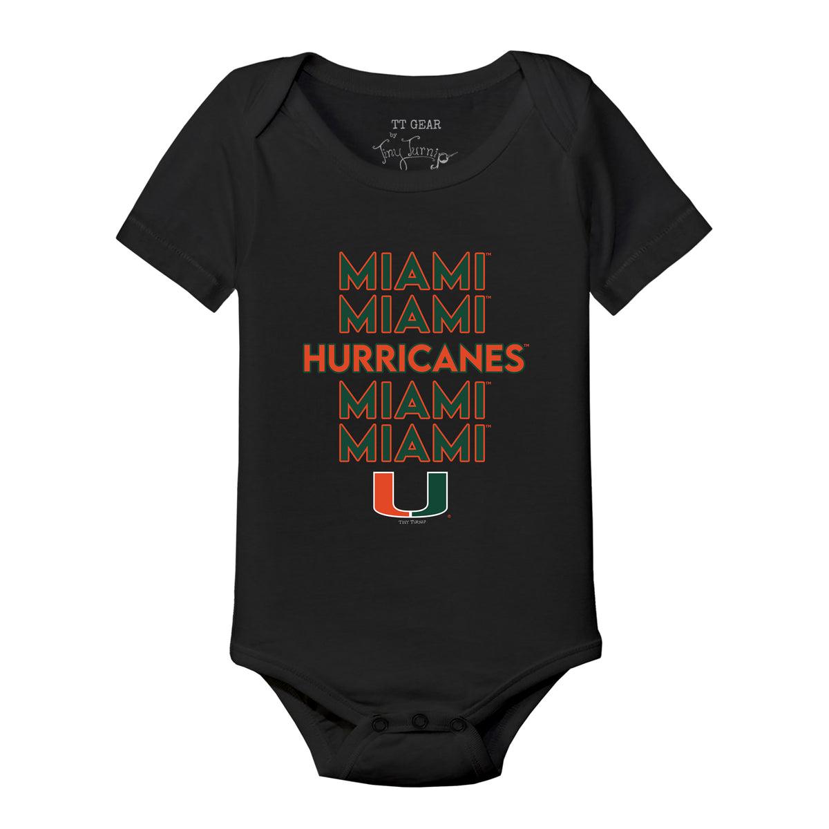Miami Hurricanes Stacked Short Sleeve Snapper