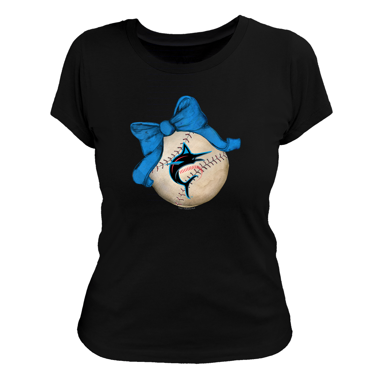 Miami Marlins Baseball Bow Tee Shirt