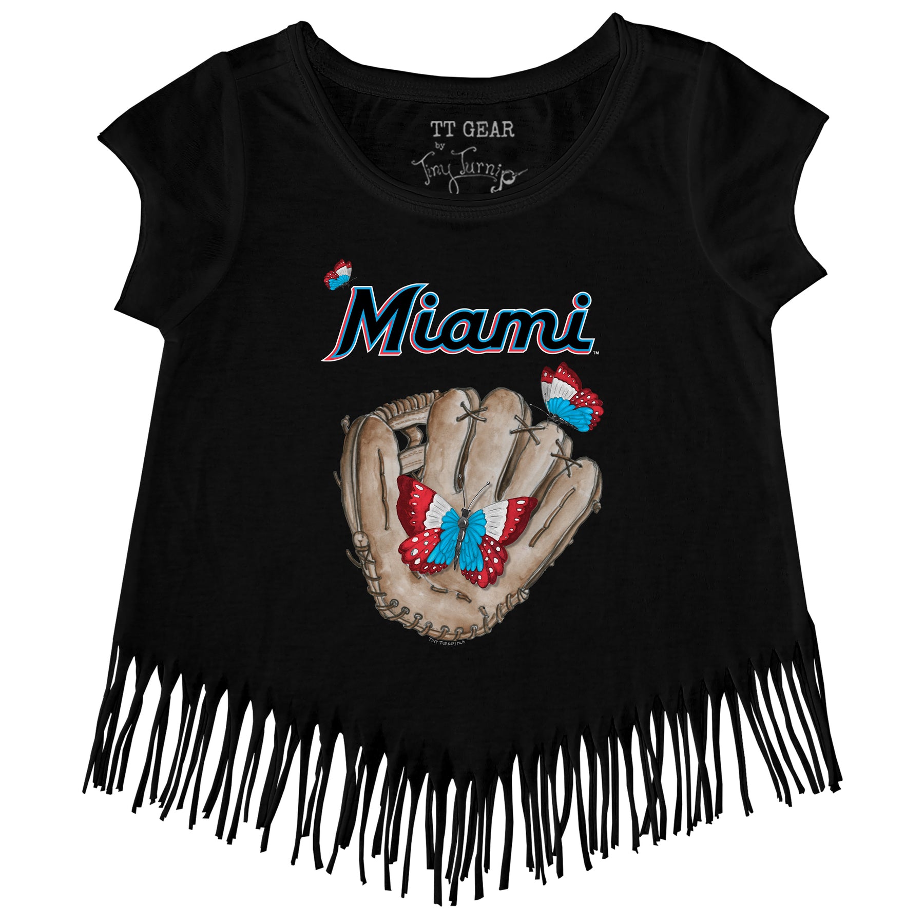 Miami Marlins Butterfly Glove Fringe Tee