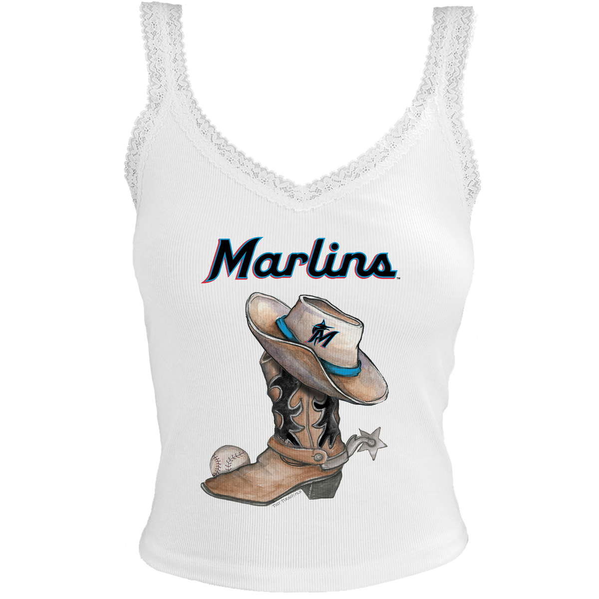 Miami Marlins Cowboy Boot Lace Tank