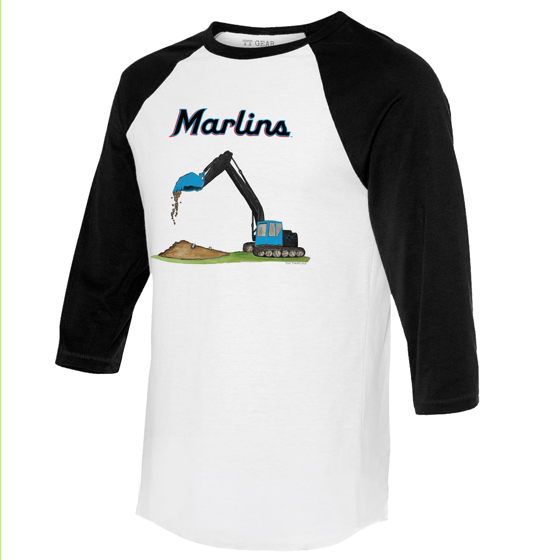 Miami Marlins Excavator 3/4 Black Sleeve Raglan