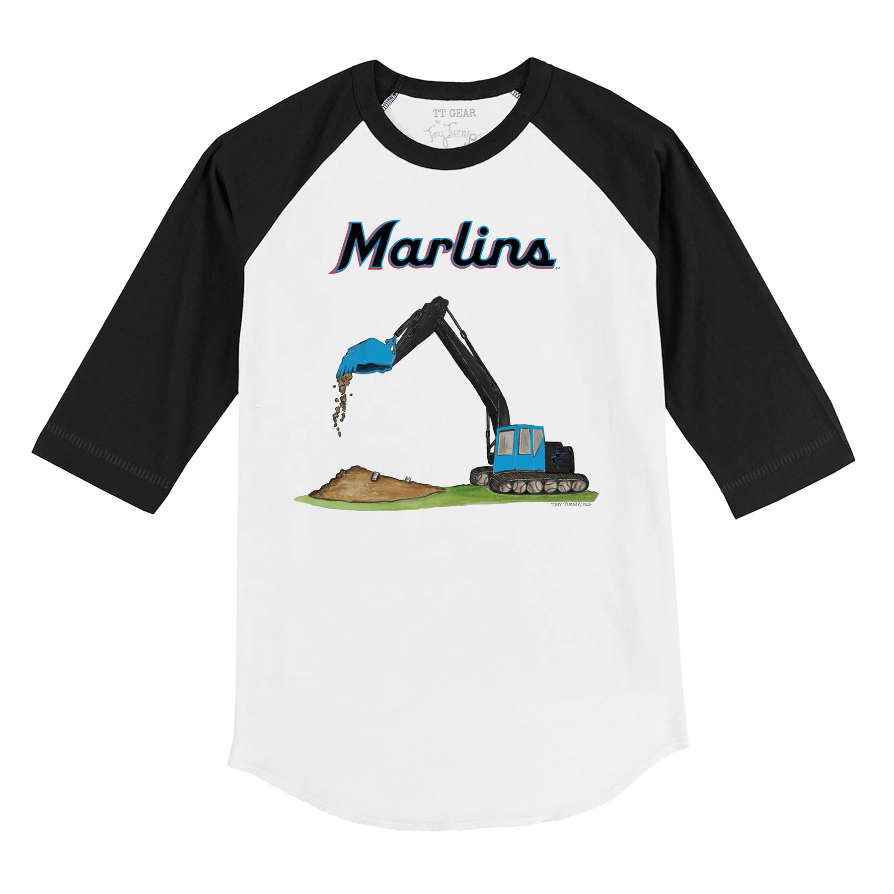 Miami Marlins Excavator 3/4 Black Sleeve Raglan