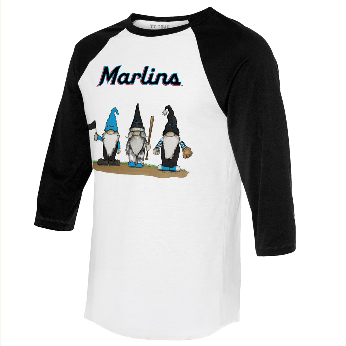 Miami Marlins Gnomes 3/4 Black Sleeve Raglan