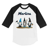 Miami Marlins Gnomes 3/4 Black Sleeve Raglan