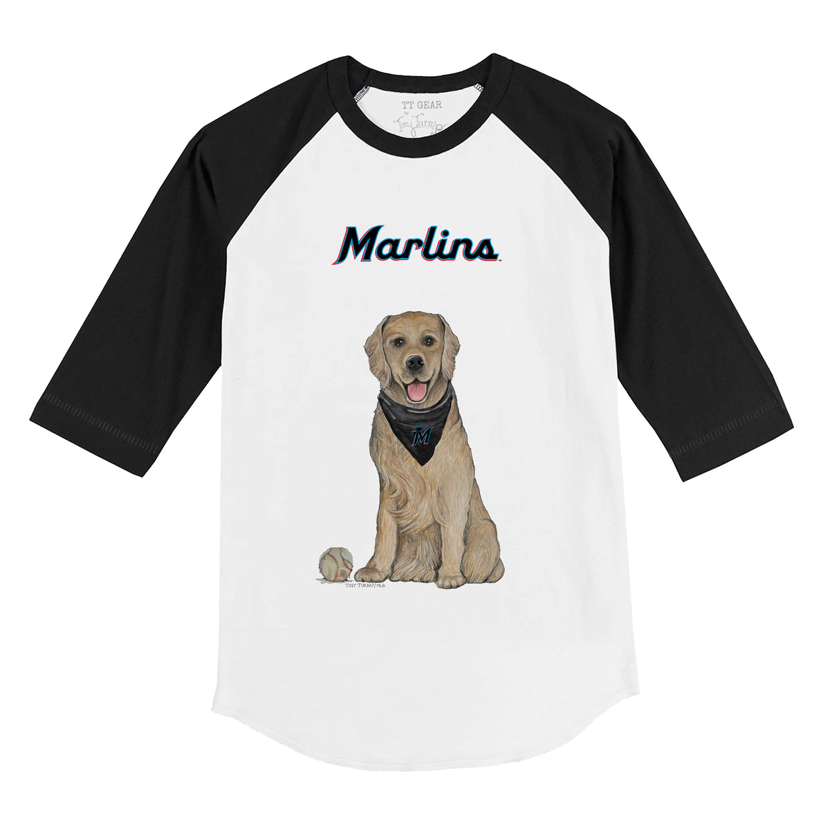 Miami Marlins Golden Retriever 3/4 Black Sleeve Raglan